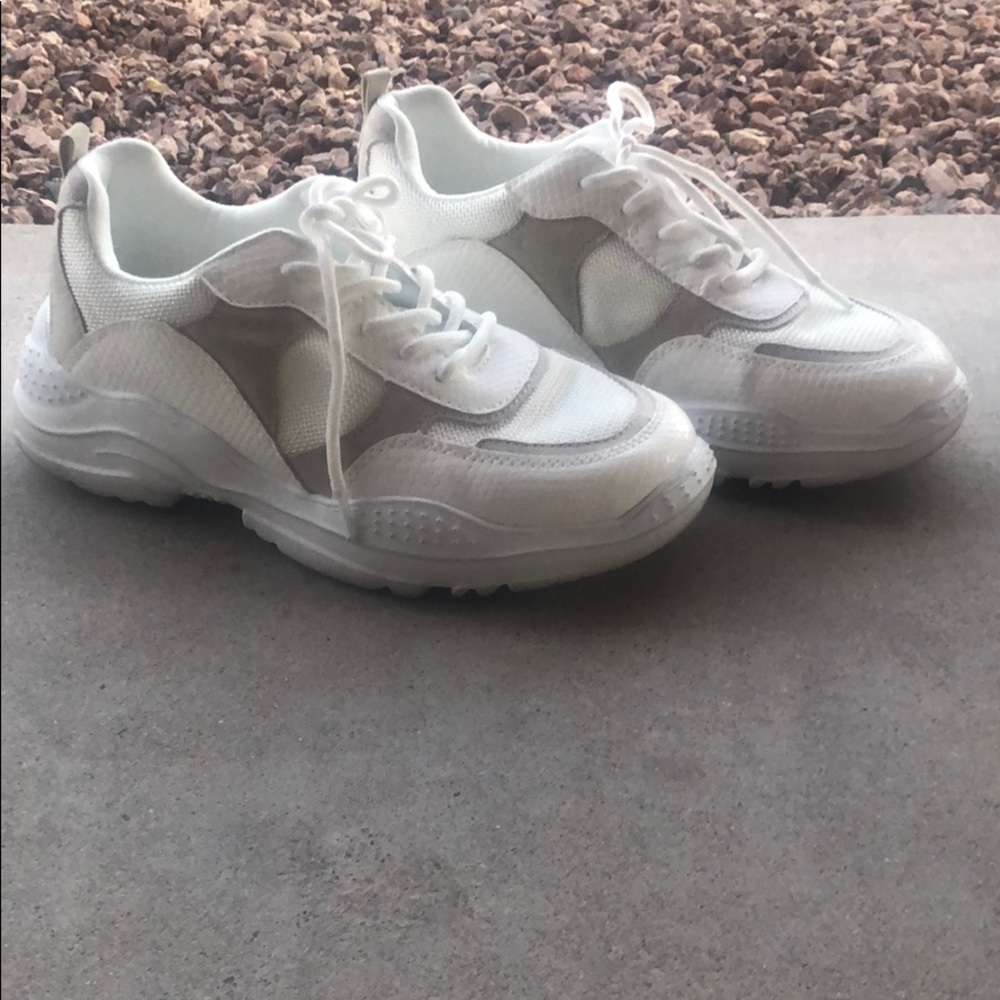 White and beige sneakers